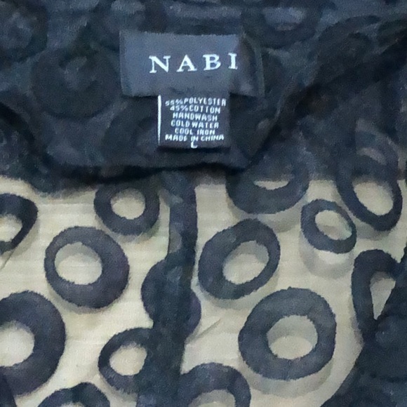 NABI Black Circles Ruffled Sheer‎ Blazer Evening Jacket Large - Picture 2 of 2